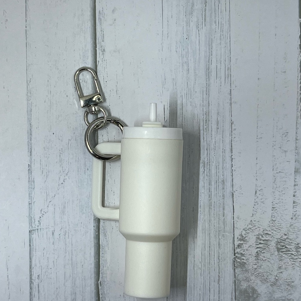 White Mini Tumbler Keychain